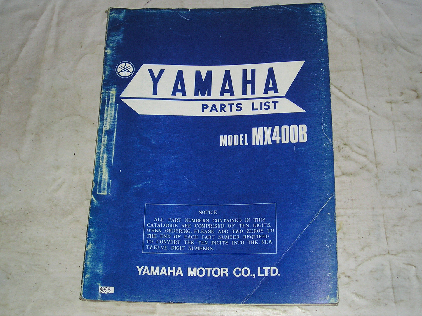 YAMAHA MX400 B 1975 Parts List / Catalogue 510-28198-60 LIT-10015-10 #853