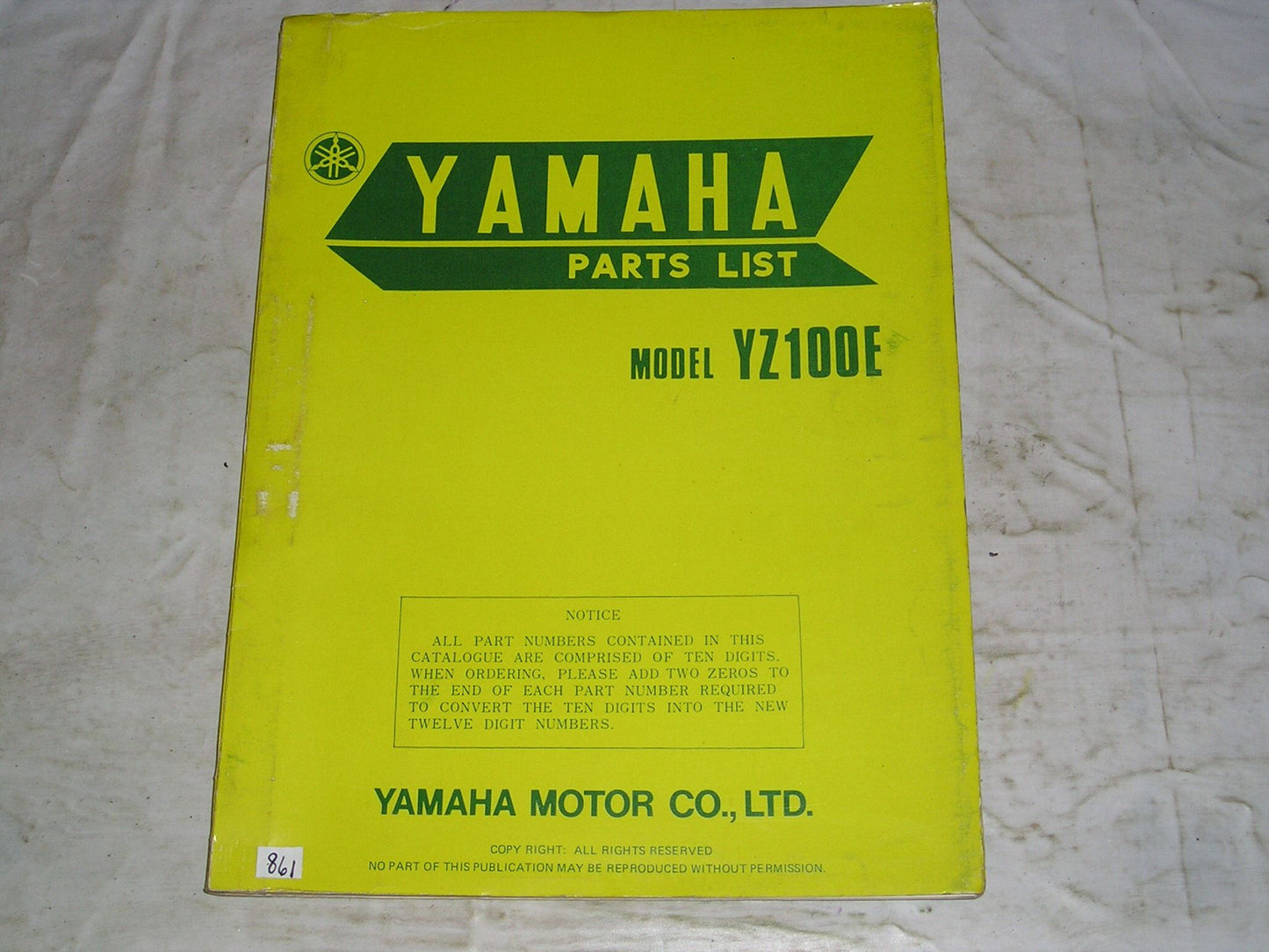 YAMAHA YZ100 E 1978 Parts List / Catalogue 2K5-28198-60 LIT-10012-K5-00 #1844
