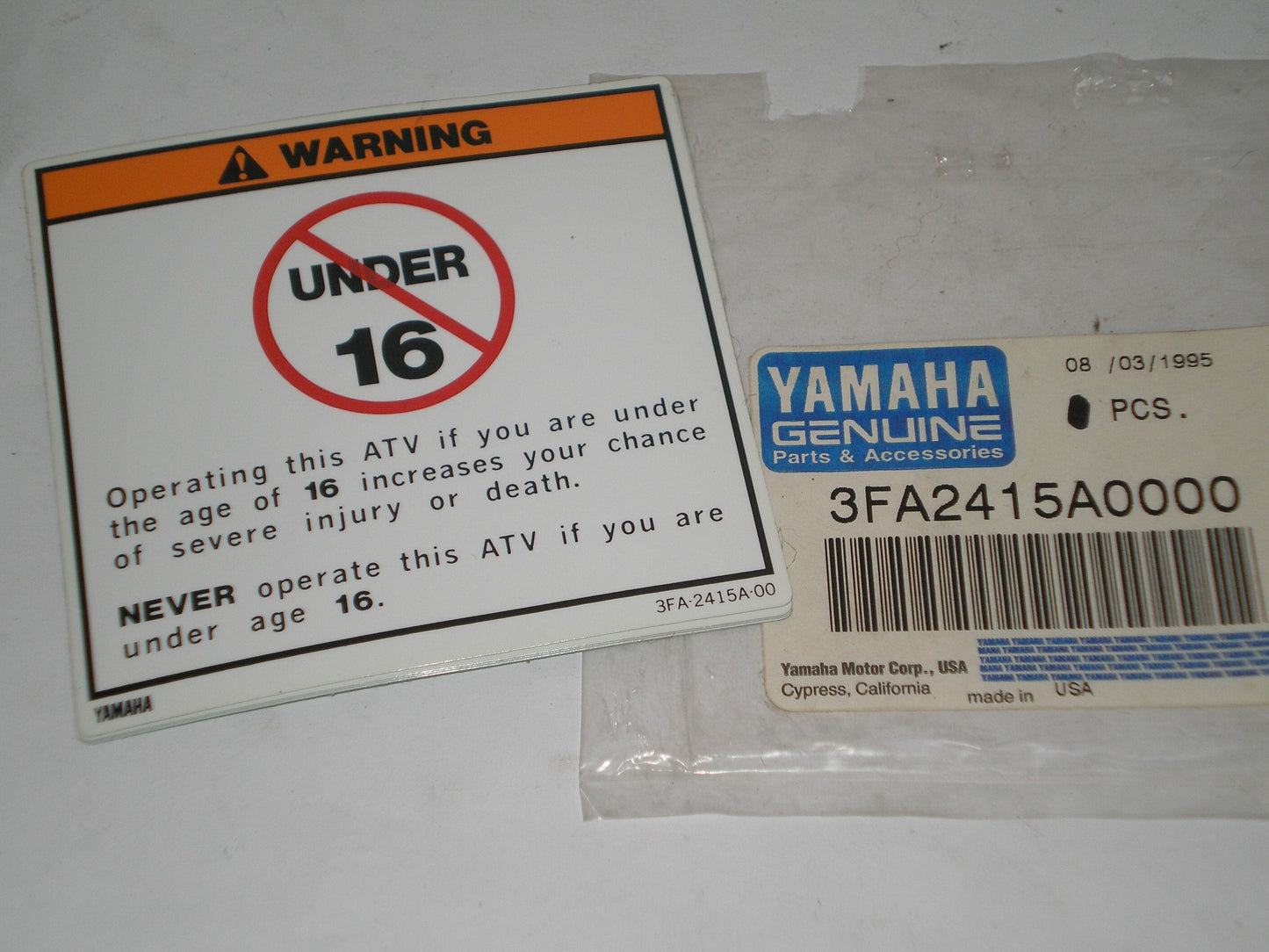 YAMAHA YFA1 YFB250 YFM YFS200 YFU1 YFZ350 Label 3FA-2415A-00 3JM-21697-00