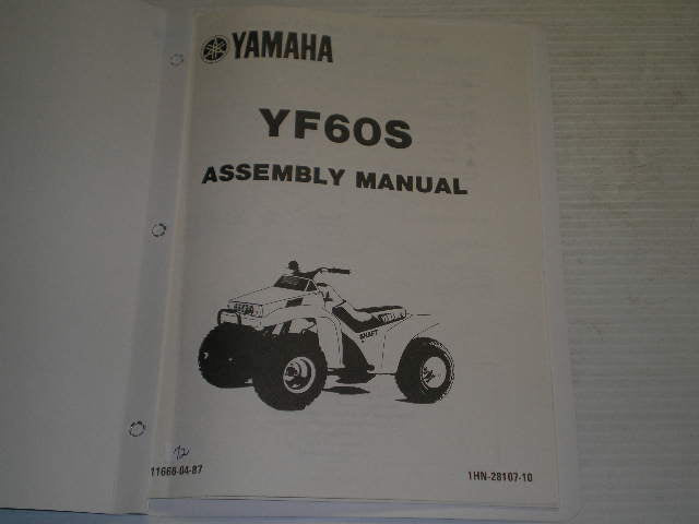 YAMAHA YF60 S 1985 Assembly Manual  1HN-28107-10  LIT-11666-04-87  #72