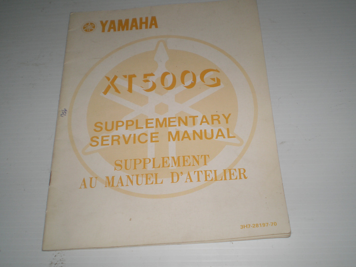 YAMAHA XT500 G 1980 Service Manual Supplement 3H7-28197-70 #756