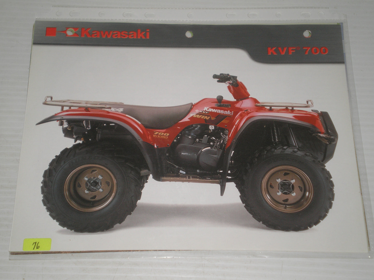 KAWASAKI KVF 700 ALL TERRAIN VEHICLE SLES BROCHURE # 76