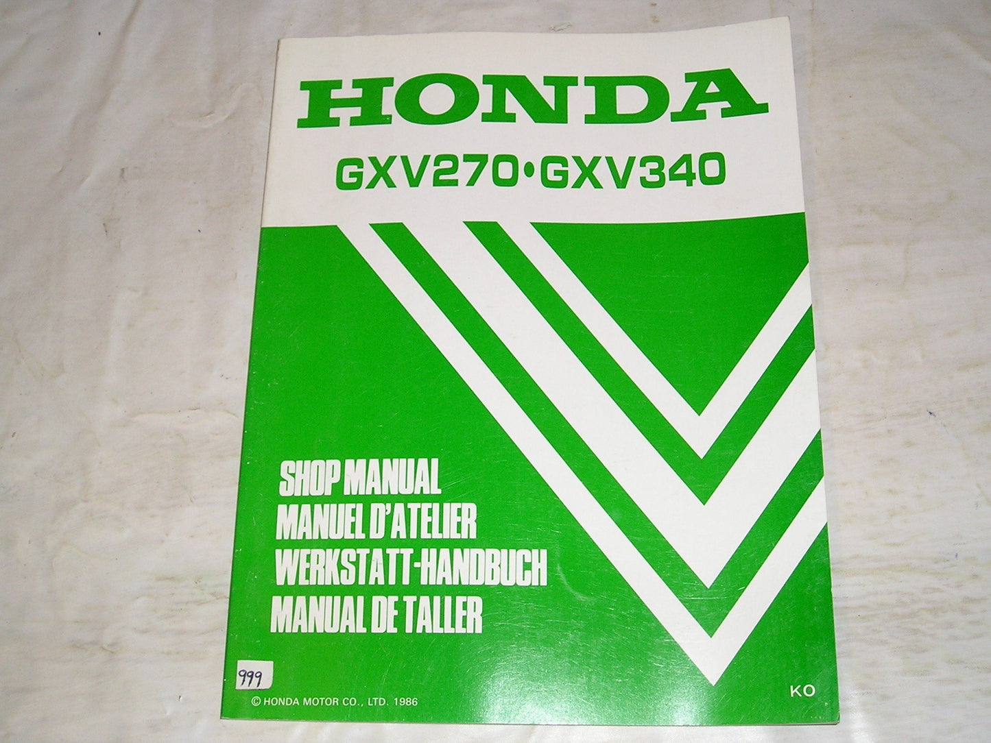 HONDA GXV270 GXV340 K0 1986 General Purpose Engines Service Manual 66ZE801 #999