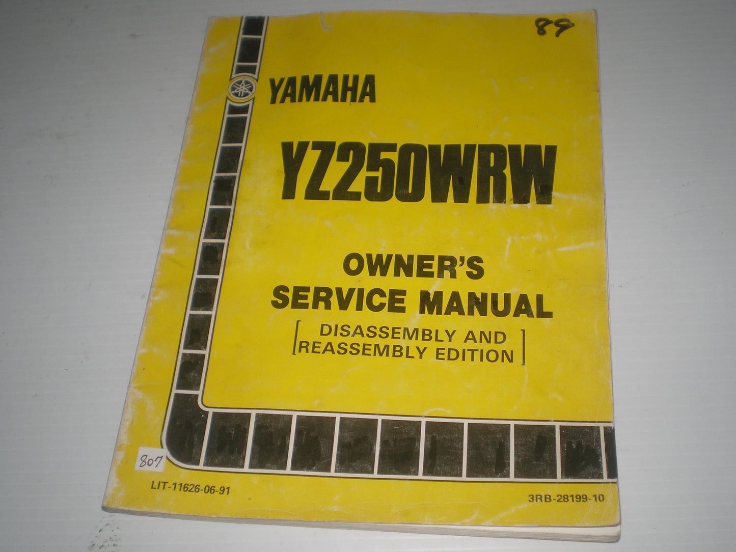 YAMAHA YZ250WRW YZ250 WRW 1989 Owner's Service Manual 3RB-28199-10 LIT-11626-06-91 #807