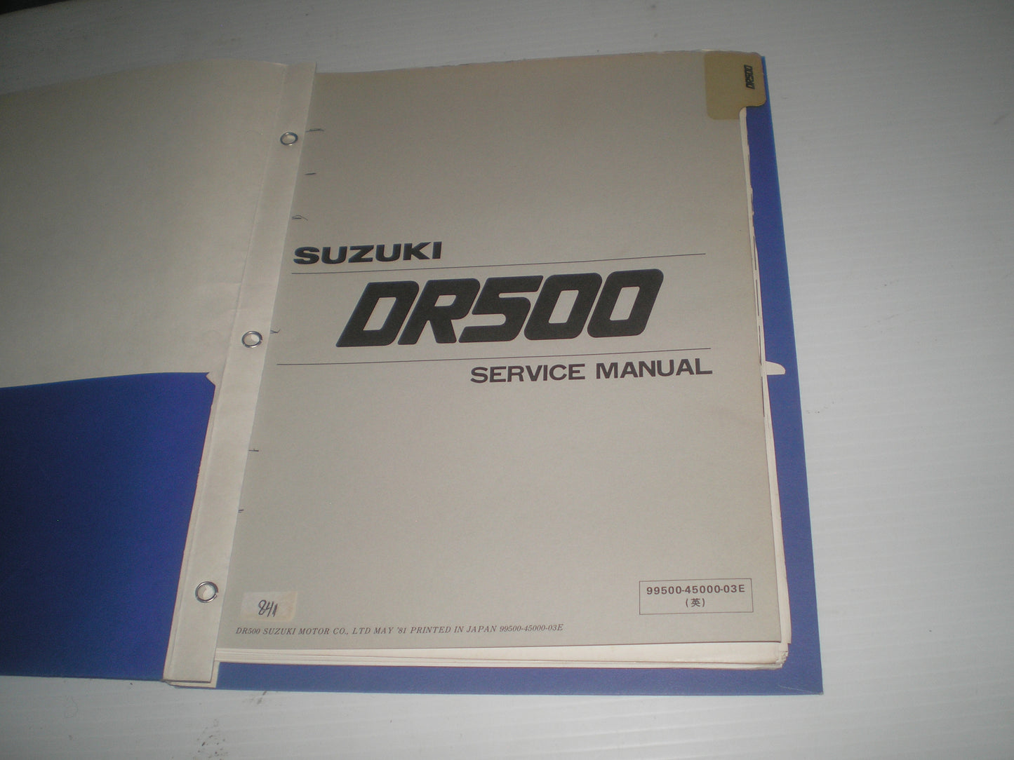SUZUKI DR500 1982 Service Manual 99500-45000-03E #841