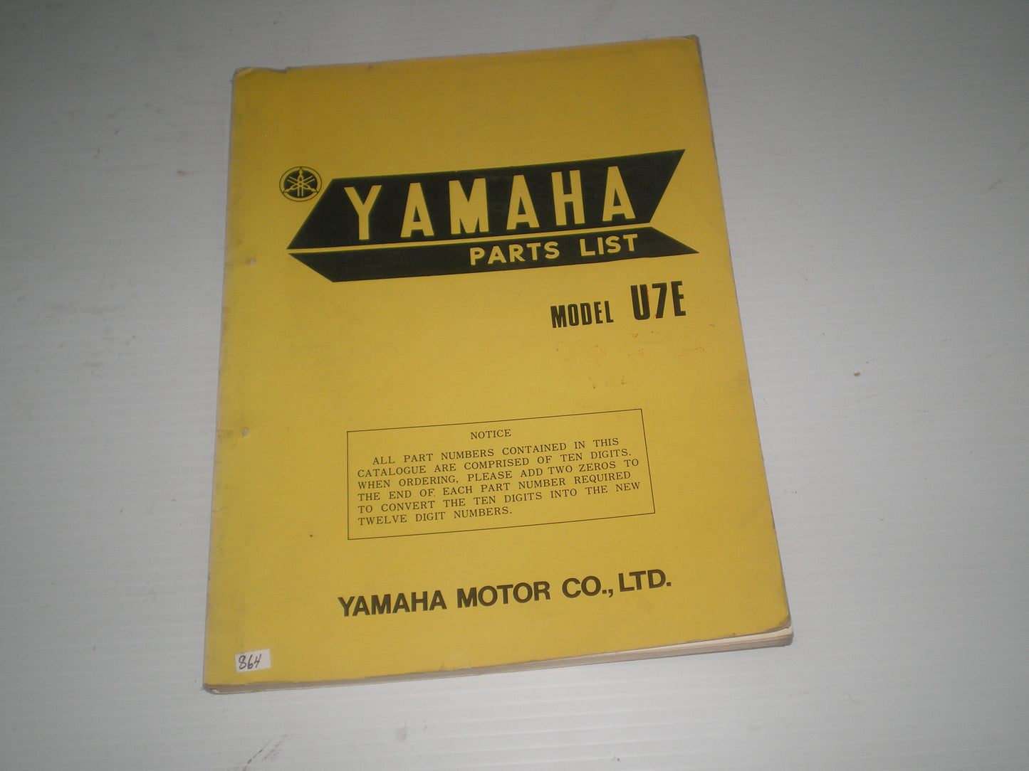YAMAHA U7E U7 E V75E V75 E 1972 Parts Catalogue / List 339-60 #864