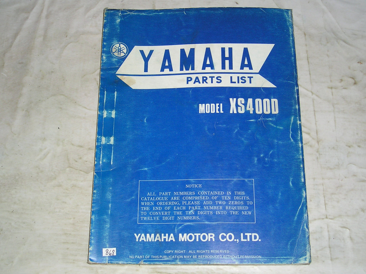YAMAHA XS400 D 1977 Parts List / Catalogue 2A2-28198-60 LIT-10012-A2-00 #868