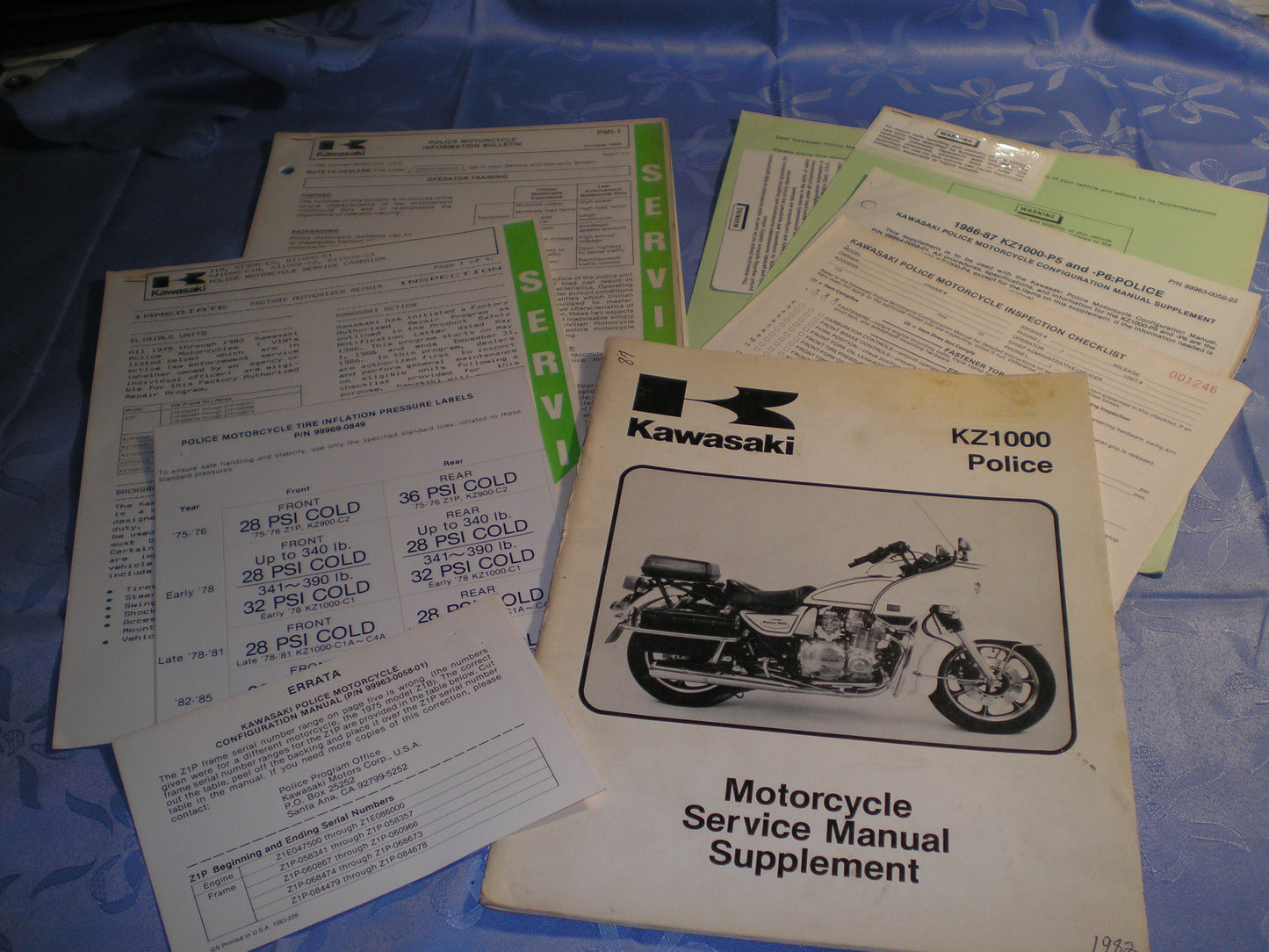 KAWASAKI KZ1000 P1 Police 1982 Service Supplement Manual 99963-0049-01 #87