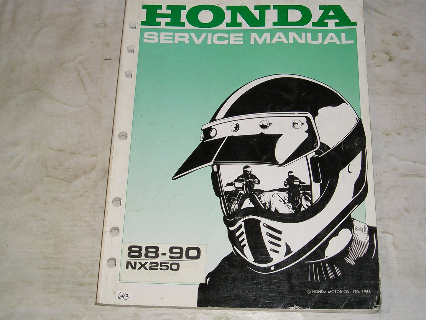 HONDA NX250 1988-1990 Service Manual 61KW302 #643