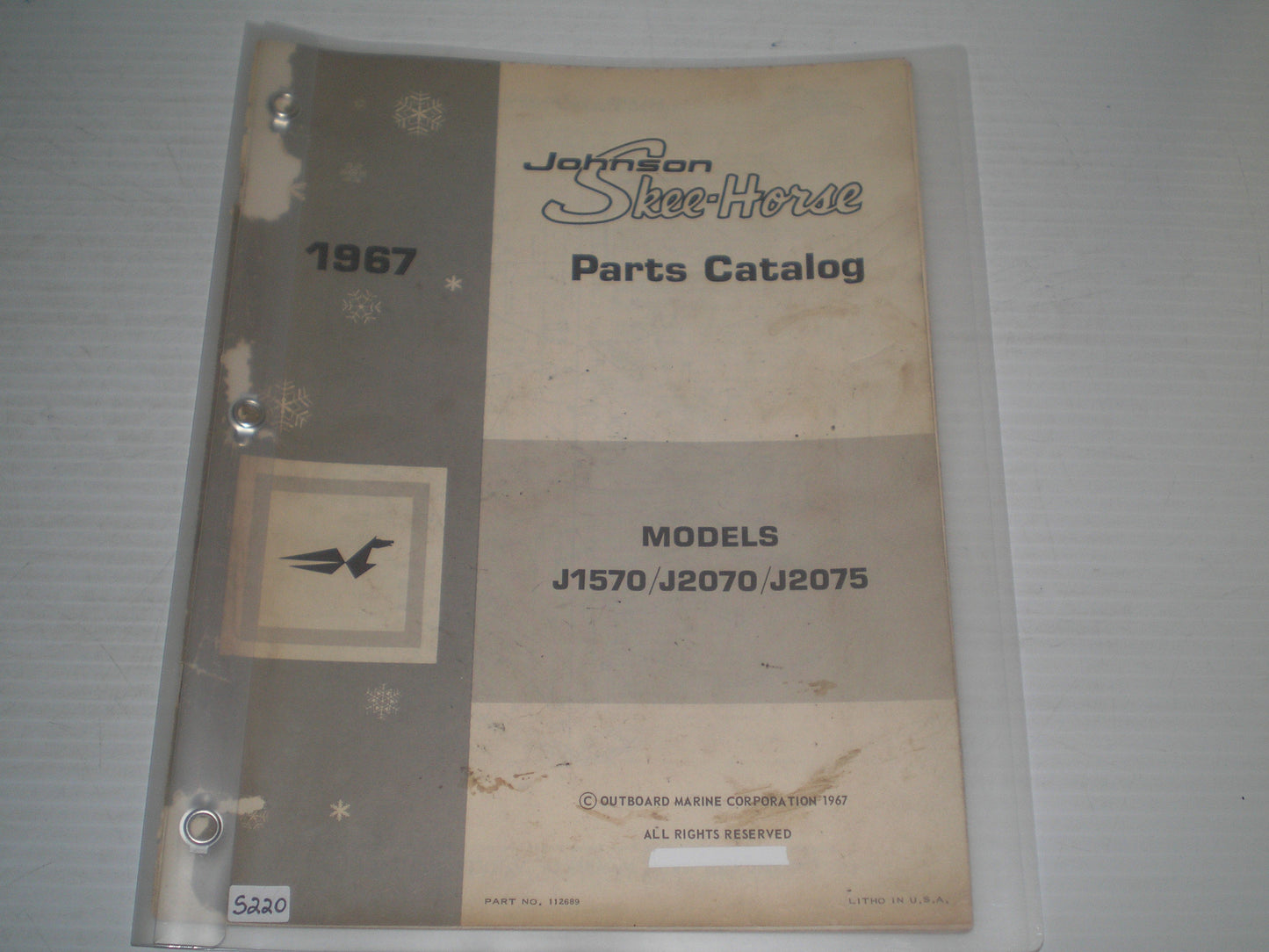 JOHNSON Skee Horse J1570 / J2070 / J2075 1967 Parts Catalogue 112689 #S220