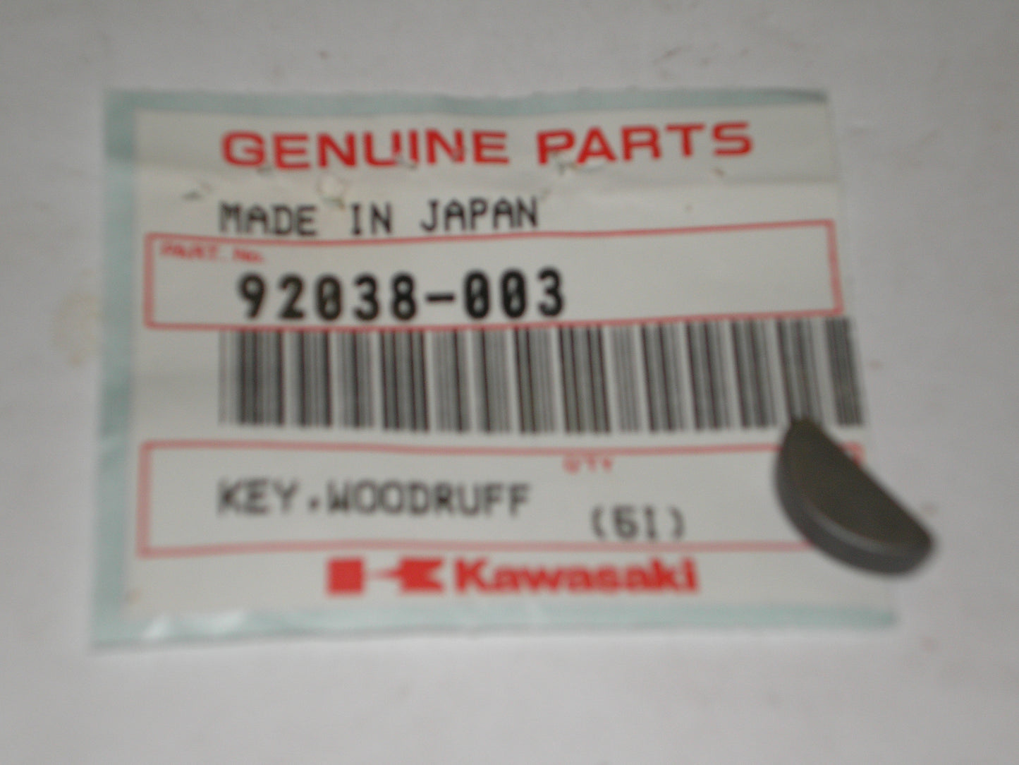 KAWASAKI KX 60 80 KDX80 J1 MC1 D1 G3 G31M G4TR G5 KD KE 80 100 C2 WOODRUFF KEY 92038-003