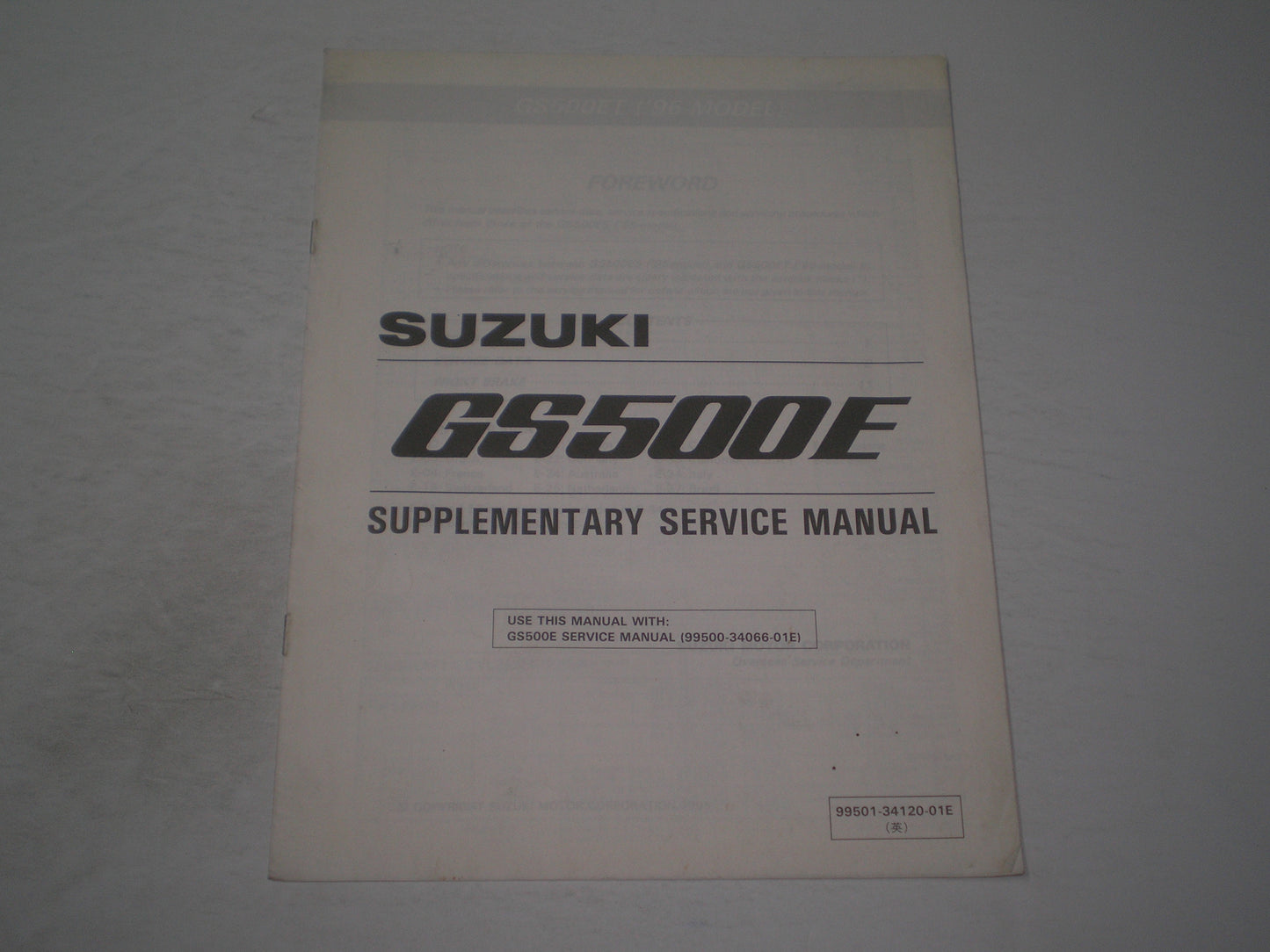 SUZUKI GS500E T 1996  Service Manual Supplement  99501-34120-01E  #1892