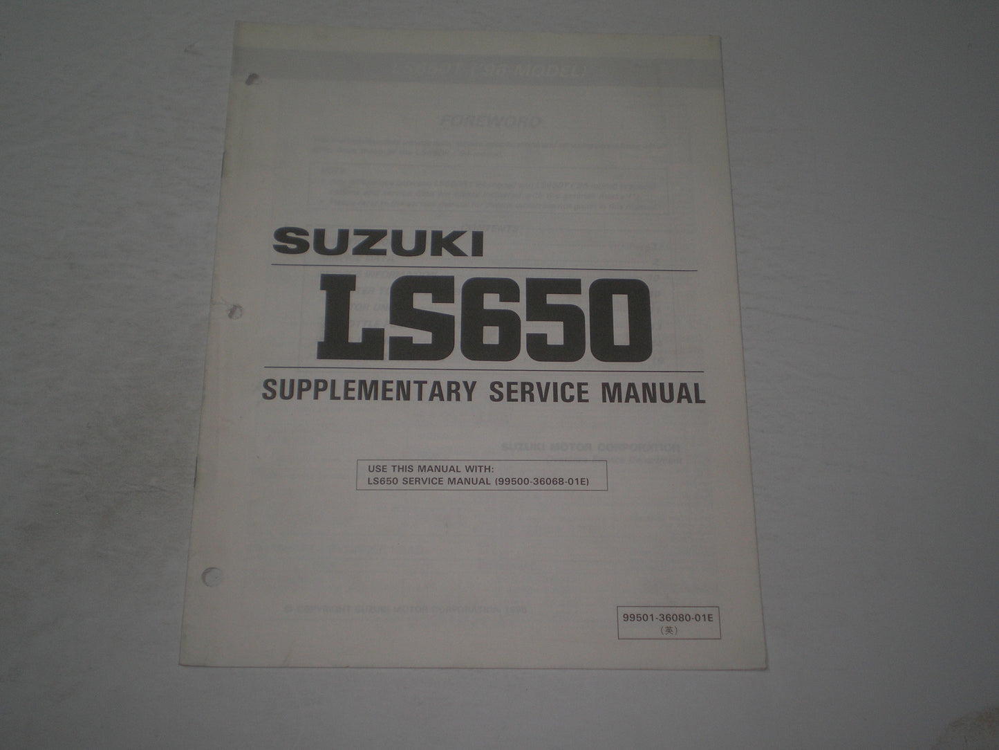 SUZUKI LS650 T 1996 Service Manual Supplement 99501-36080-01E #1973