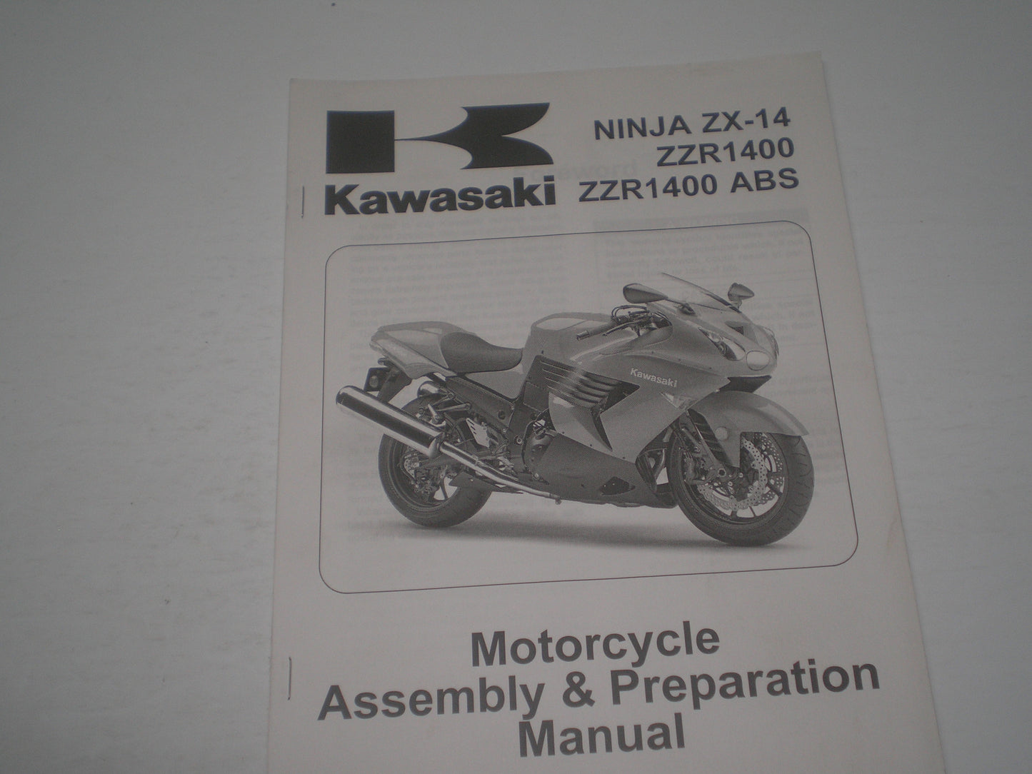 KAWASAKI ZX-14 / ZZR1400 / ZZR1400 ABS / ZX1400 A6F/B6F 2006 Assembly & Preparation Manual 99931-1459-01 #1862