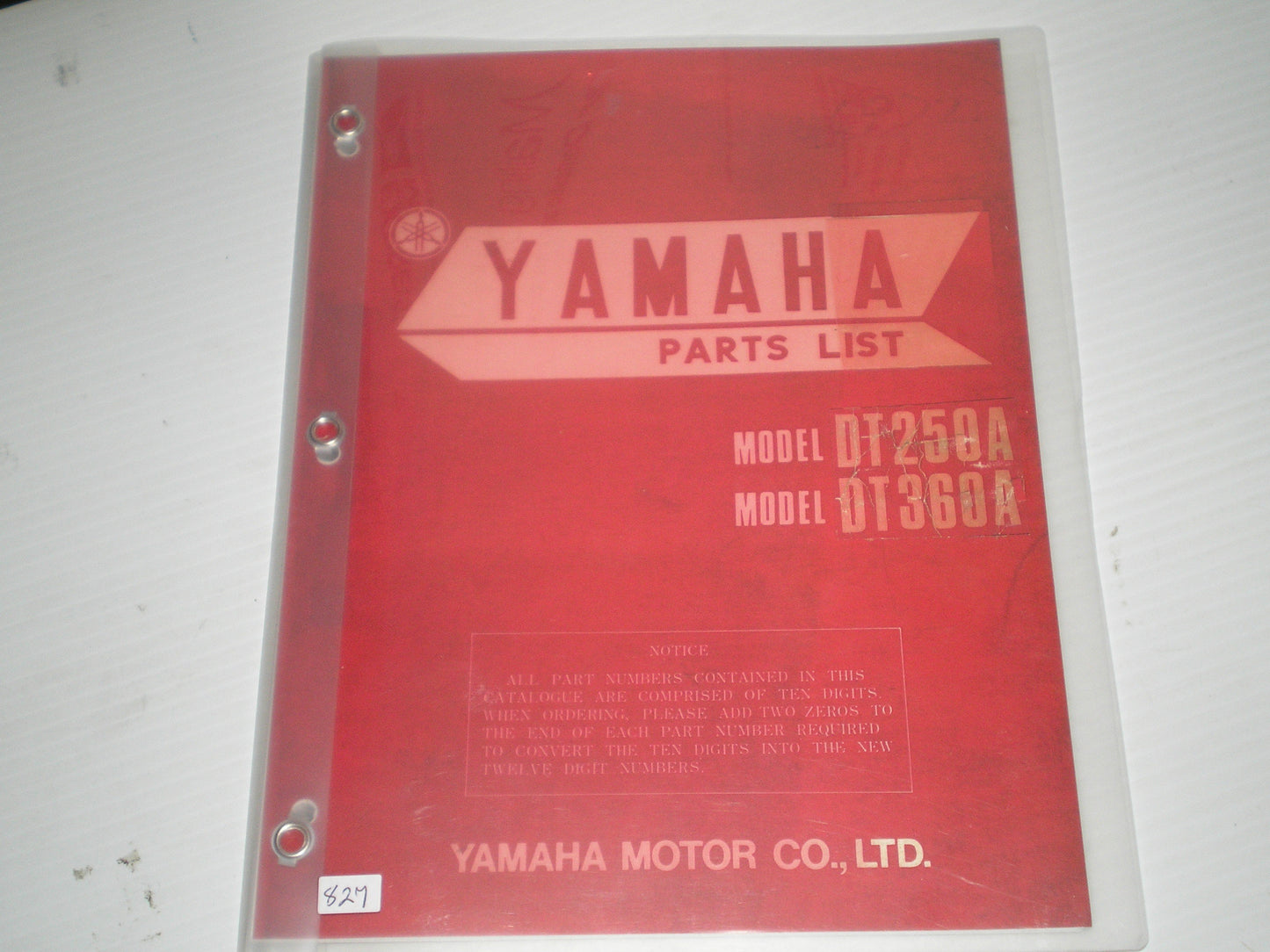 YAMAHA DT250 A DT360 A 1974 Parts List / Catalogue 438-28198-60 LIT-10014-38-00 #827