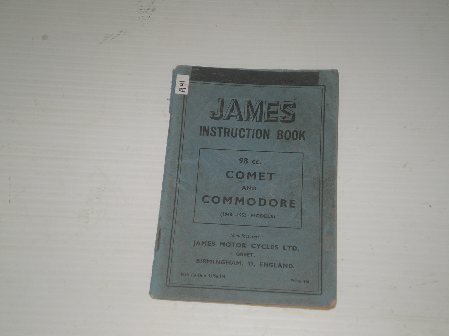 JAMES Comet & Commodore 98cc 1948-1952 Instruction Book 12/56/1M #A41