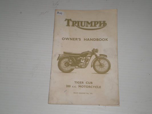 TRIUMPH T20 Tiger Cub 200cc  Owner's Handbook / Manual  998/66  #A47