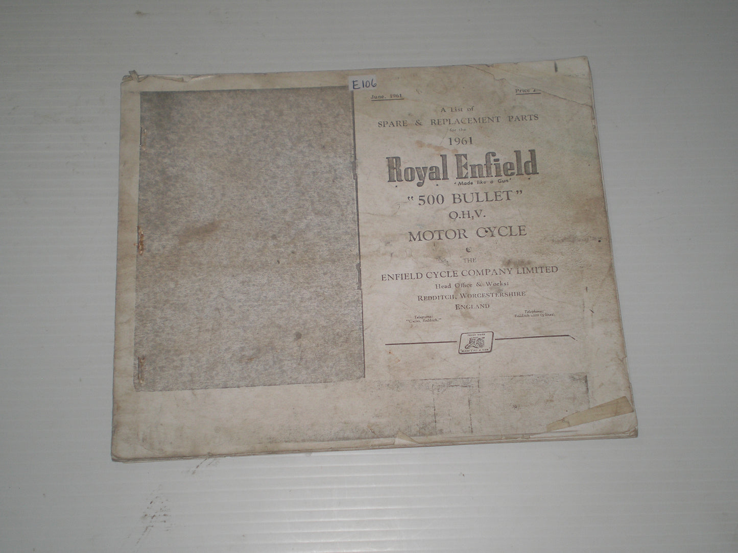 ROYAL ENFIELD 500 Bullet 1961 Spare Parts Catalogue #E106