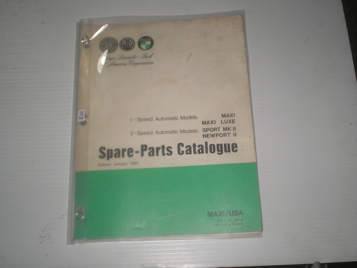 PUCH Maxi / Maxi Luxe / Sport MK II / Newport II 1980 Parts Catalogue 907.1.71.999.4 #E111