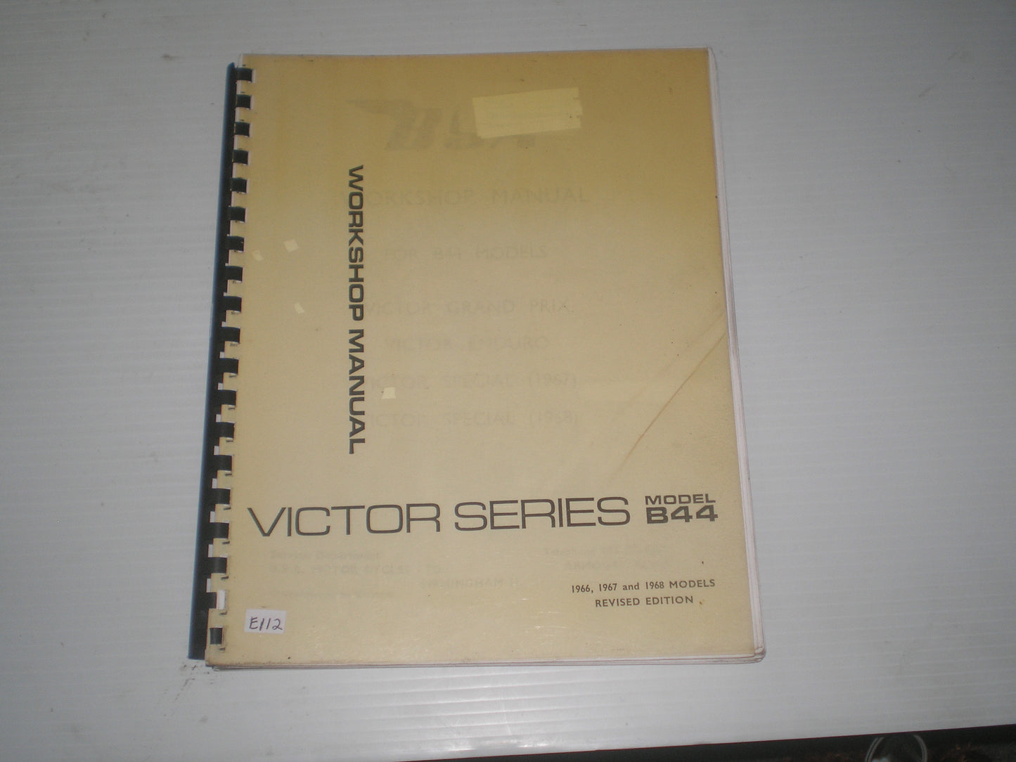 BSA B44 Victor Series 1966-1968 Workshop / Service Manual #E112