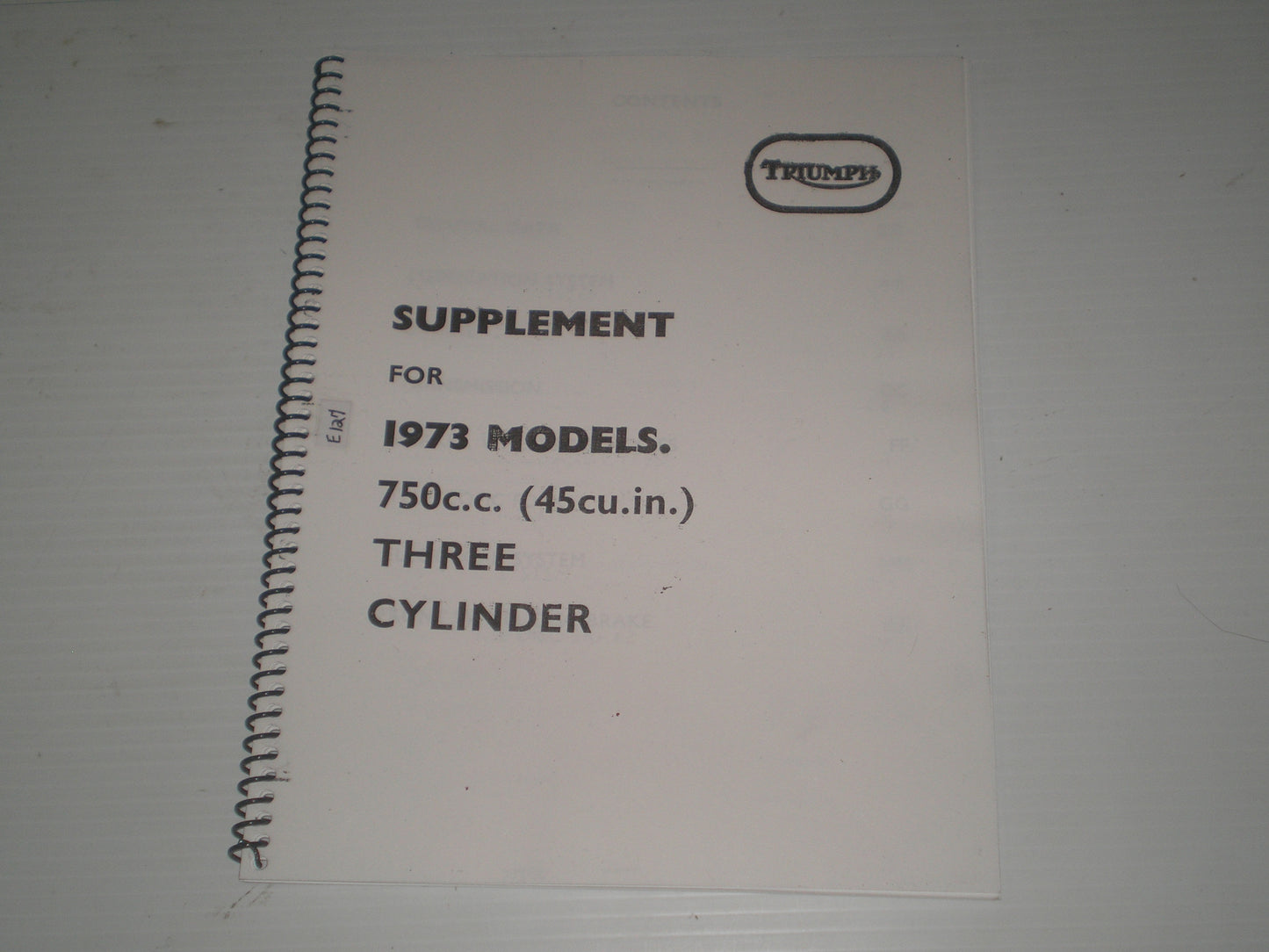 TRIUMPH T150V Trident 1973 750cc Service Manual Supplement #E127