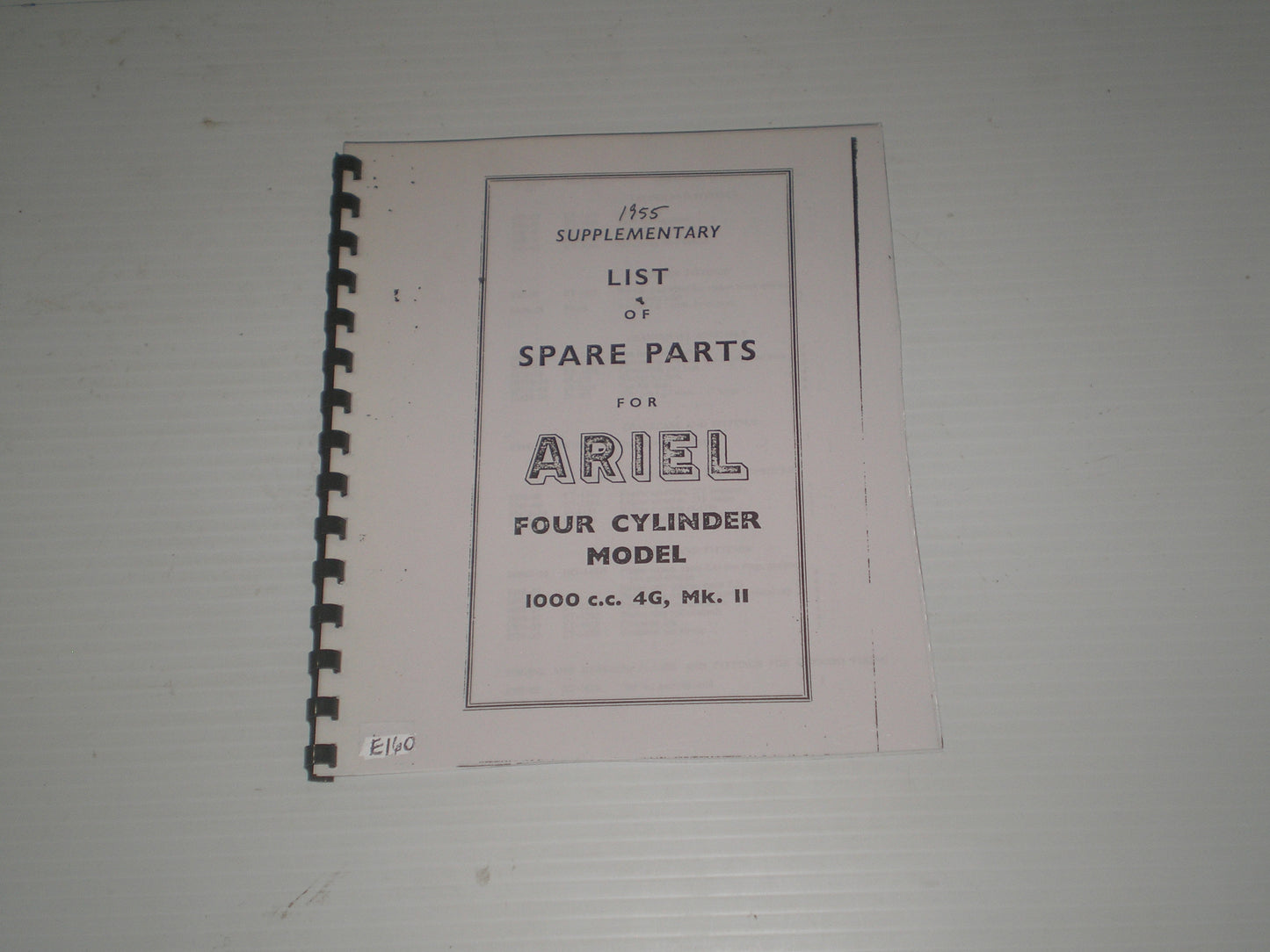 ARIEL 1000cc 4G MK.II 1955 Spare Parts List / Catalogue Supplement #E160