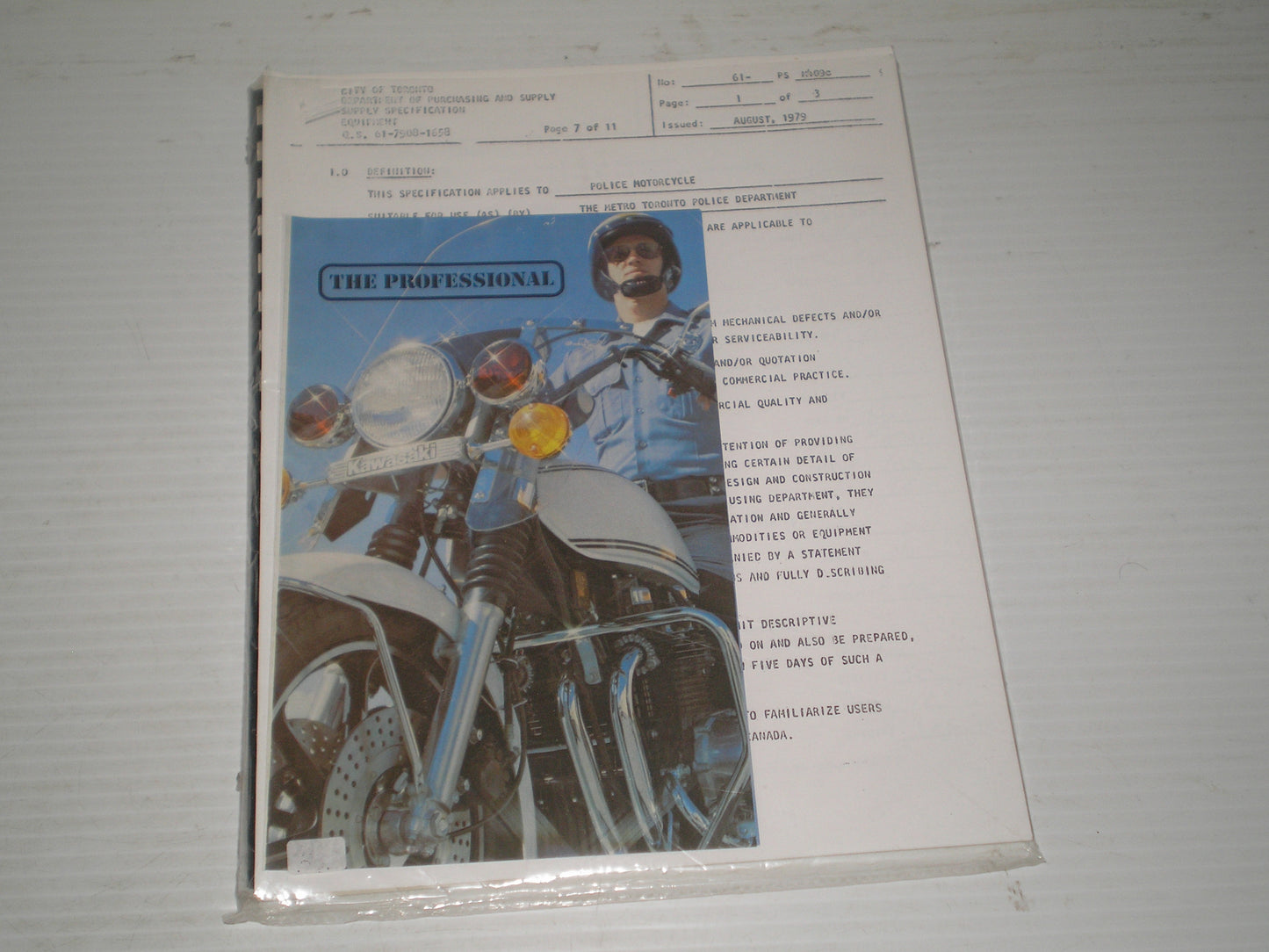 KAWASACKI KZ1000P POLCE MOTORCYCLE SALES BROSCHURE & INFO KIT