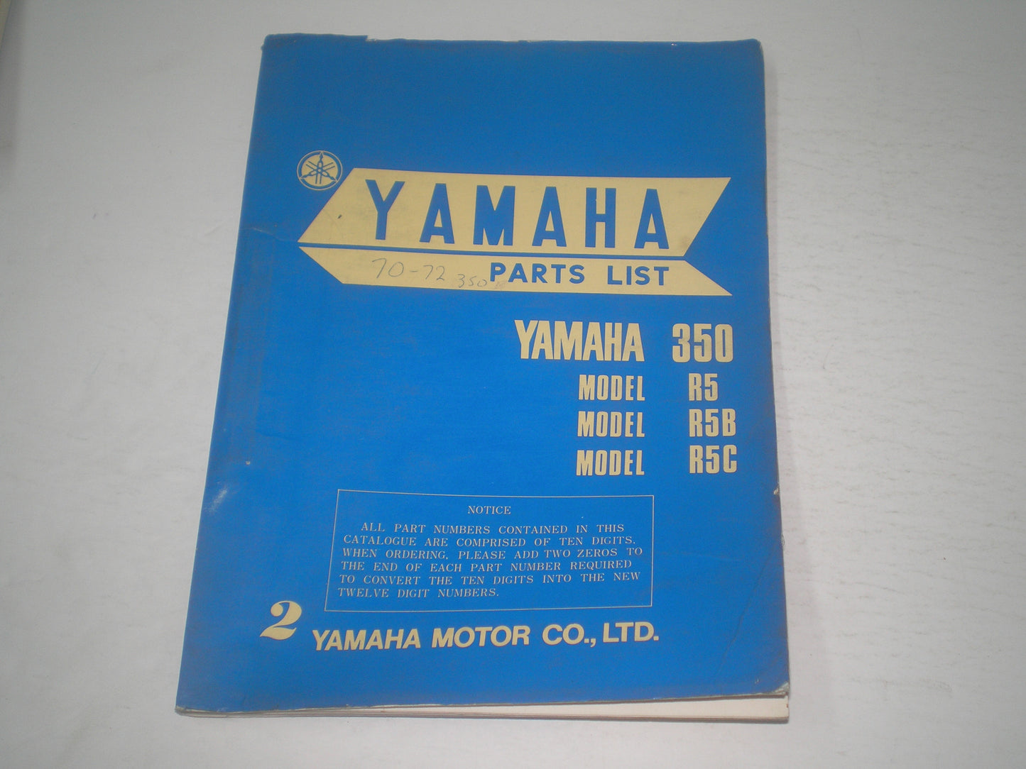 YAMAHA 350 R5 B/C 1972 Parts List 2 / Catalogue 278-28198-62 #16890
