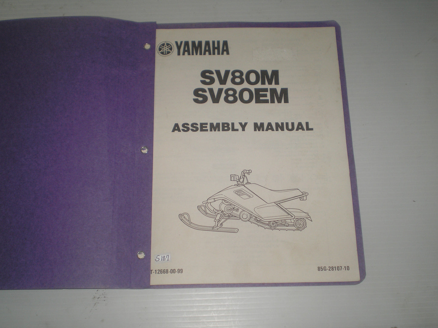 YAMAHA SV80 M & SV80E M SnoScoot 1988 Assembly Manual 85G-28107-10 LIT-12668-00-99 #S187
