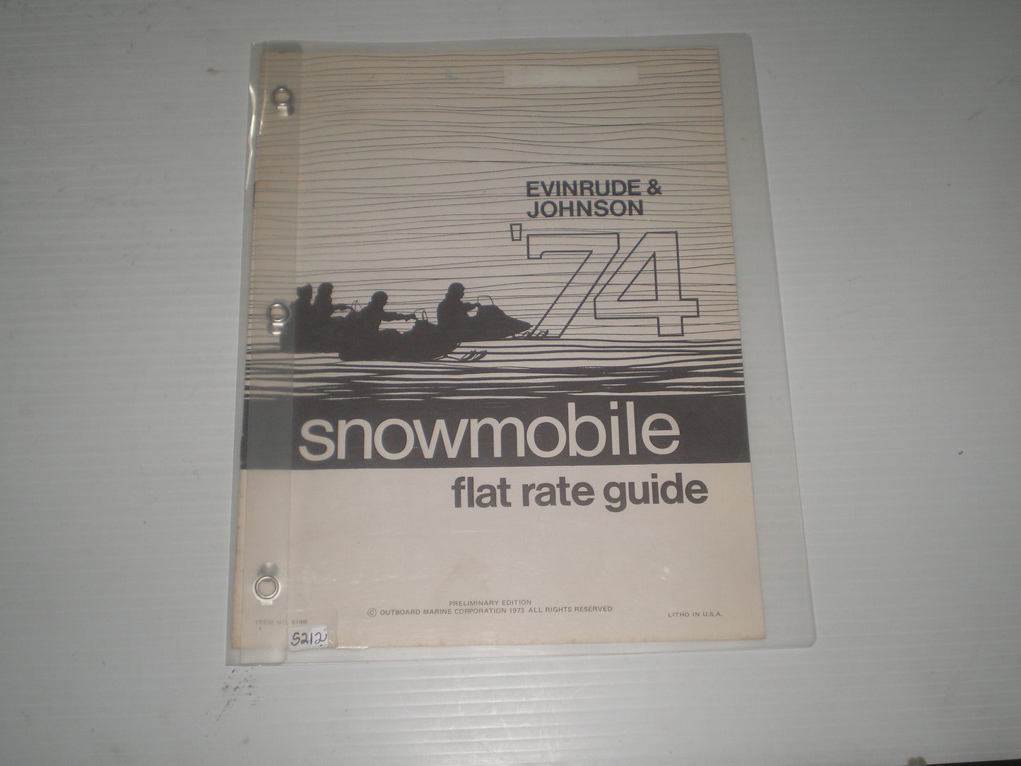 EVINRUDE & JOHNSON 1974 Snowmobile Flat Rate Guide 5188 #S212