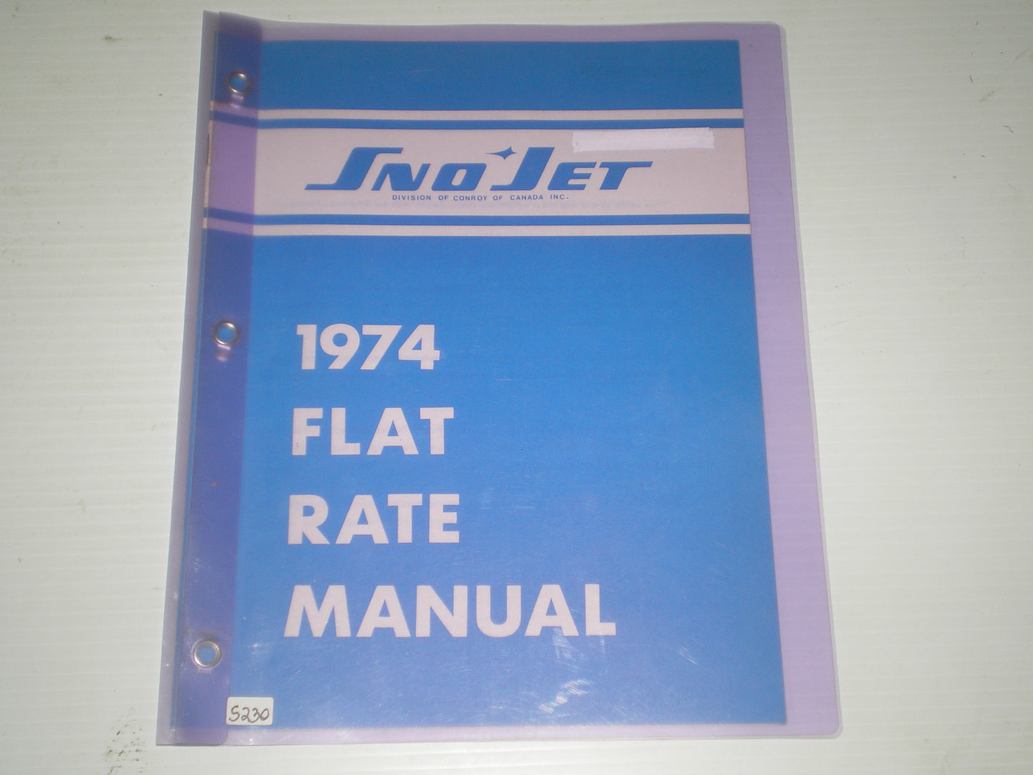 SNO JET Snowmobiles 1974 Flat Rate Manual 209329 #S230