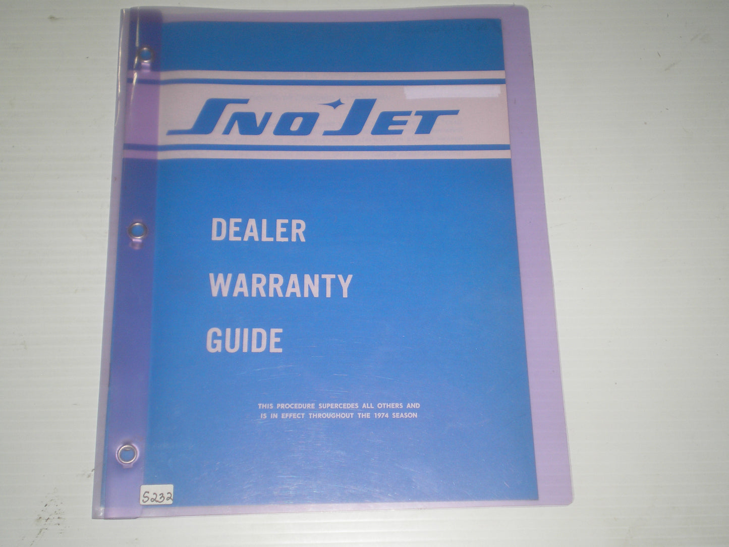 SNO JET Snowmobiles 1974 Dealer Warranty Guide 209330 #S232