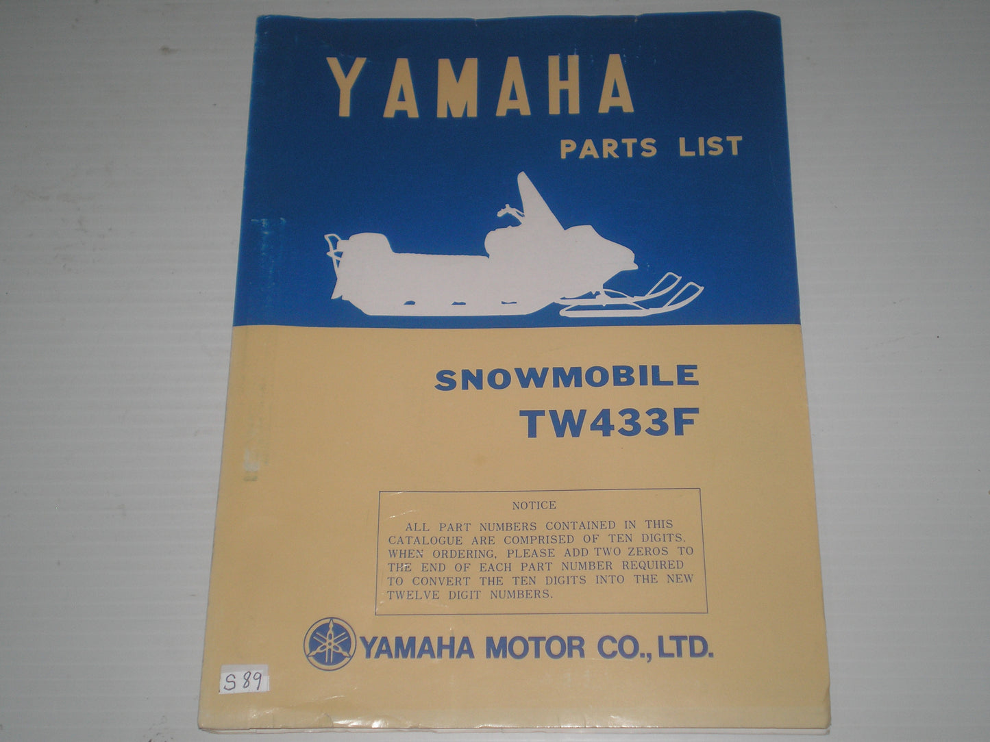 YAMAHA TW433 F 1974 Parts List / Catalogue 868-28198-60 LIT-10018-68-00 #S89
