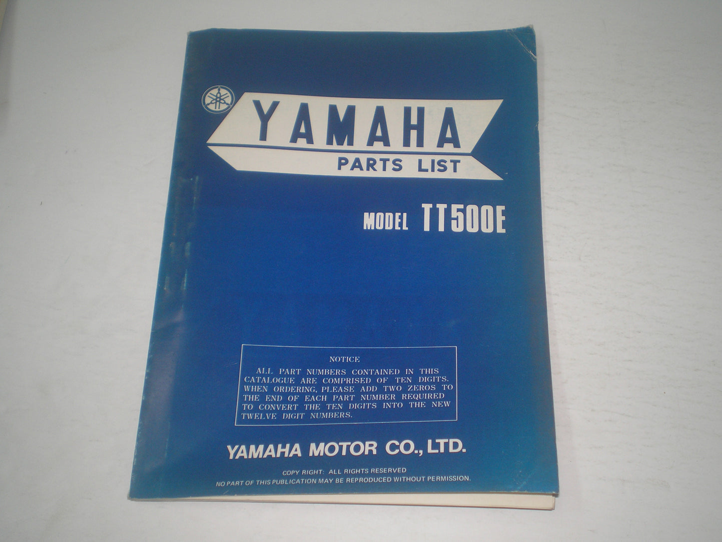 YAMAHA TT500 E 1978 Parts List / Catalogue 1T1-28198-61 LIT-10011-T1-02 #1684