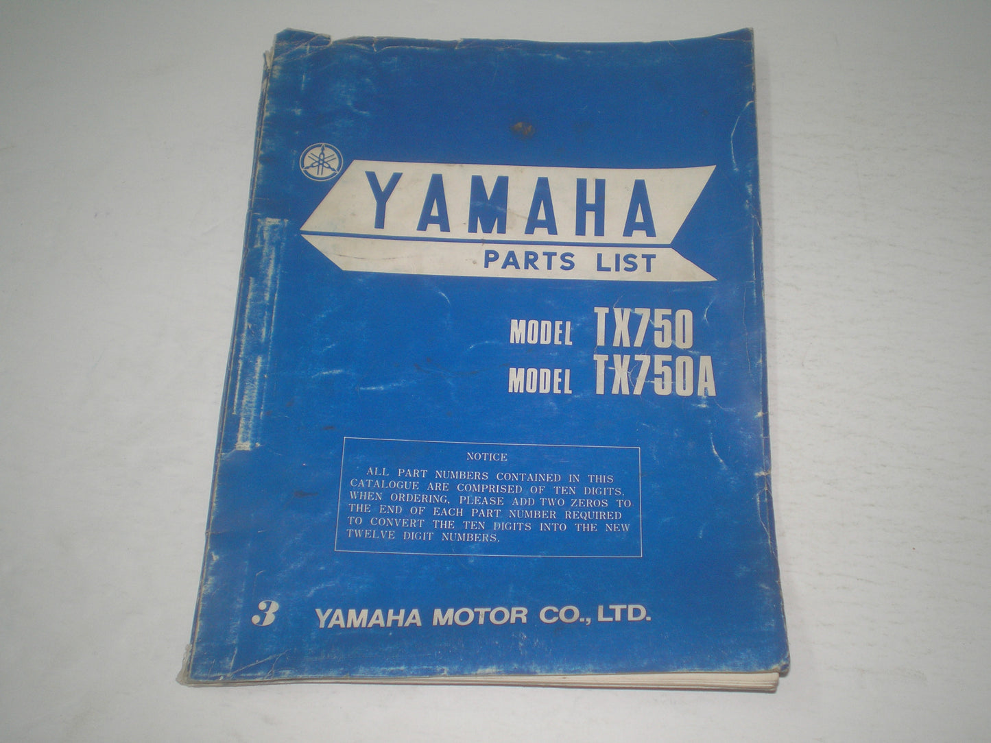 YAMAHA TX750 A 1974 Parts List / Catalogue 341-28198-63 / LIT-10013-41-02 #1698