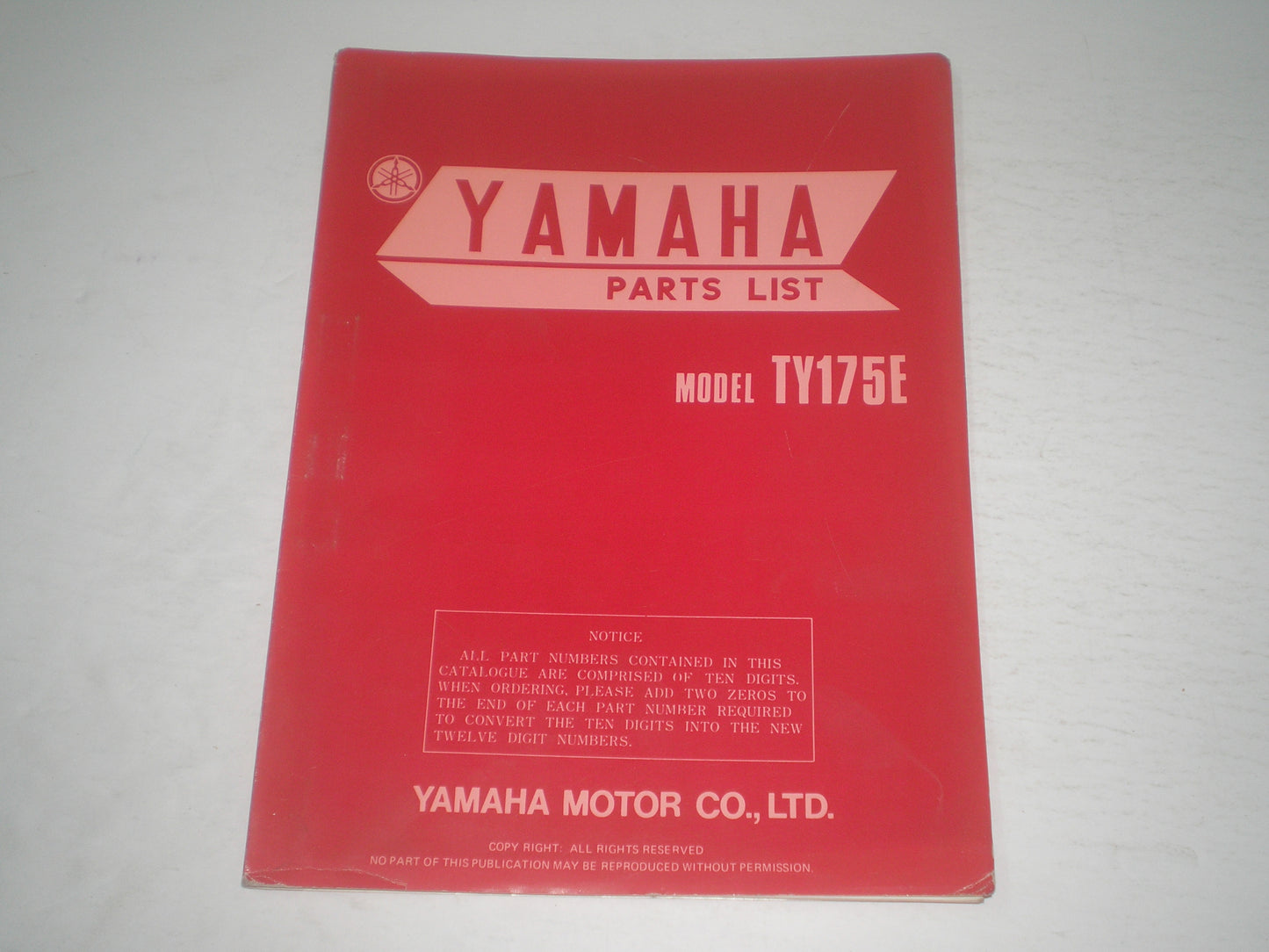 YAMAHA TY175 E 1978 Parts List / Catalogue 525-28198-HO #1710