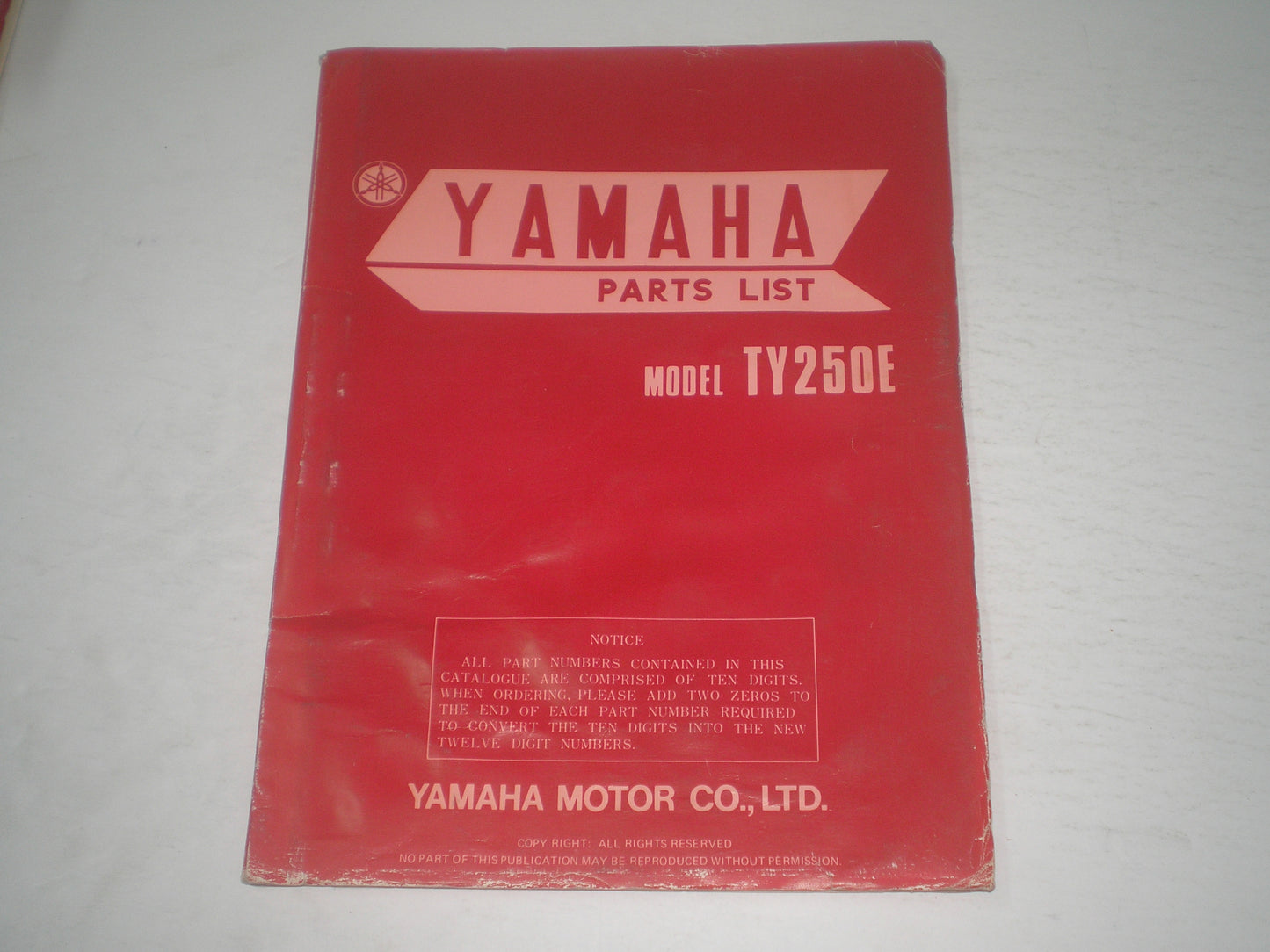 YAMAHA TY250 E 1978 Parts List / Catalogue 493-28198-H0 #1721