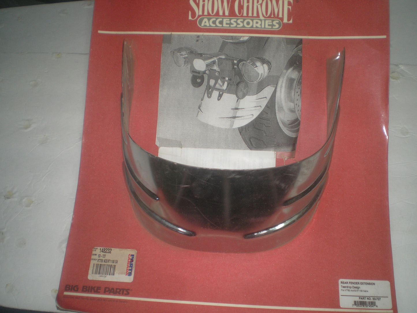 HONDA VT750 VT1100 Chrome Rear Fender Extension Teardrop Design Big Bike Parts # 53-727