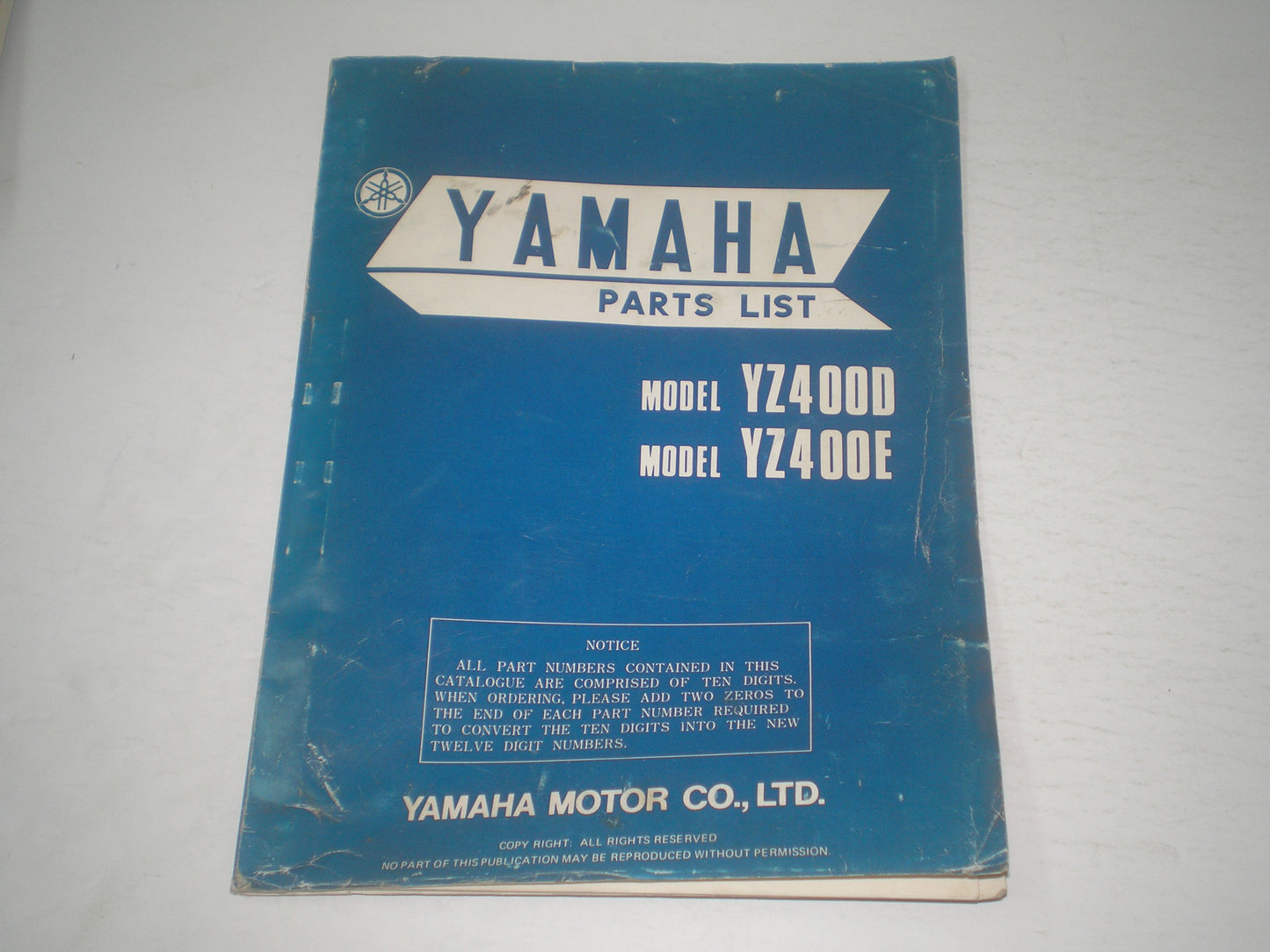 YAMAHA YZ400 D/E 1978 Parts List / Catalogue 2K8-28198-60 LIT-10012-K8-00 #1686