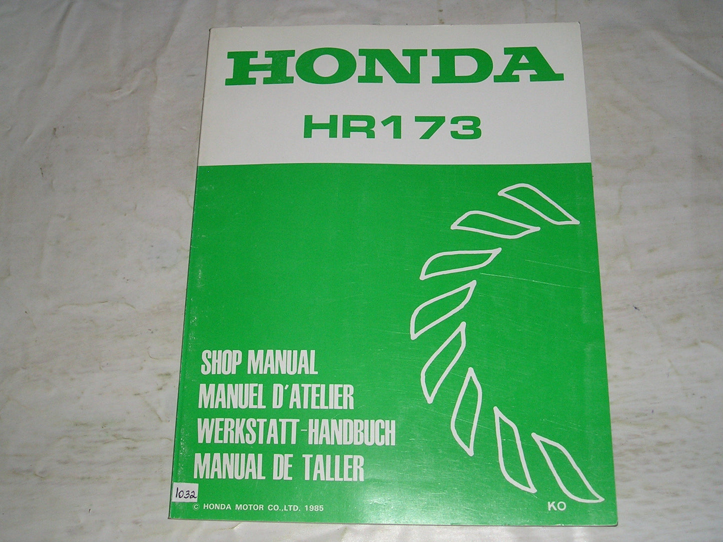 HONDA HR173 KO 1986 Lawn Mower Service Manual 66VA900 #1032