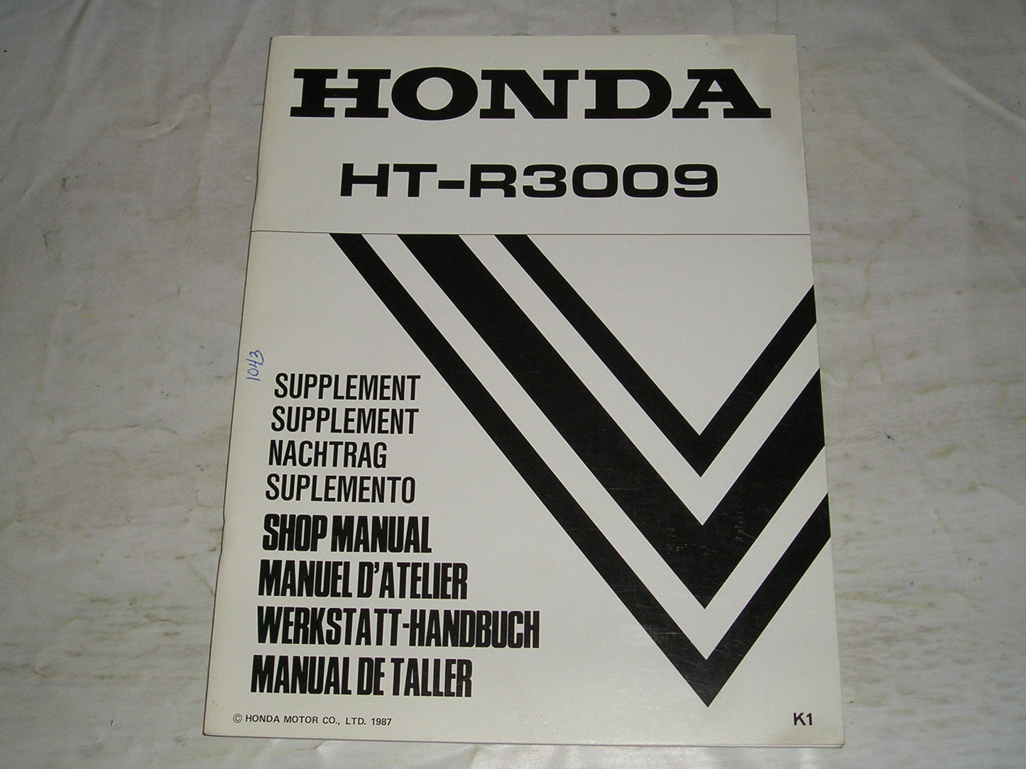 HONDA HT-R3009 HTR3009 K1 1988 Riding Mower Service Manual Supplement 6675100Z #1043