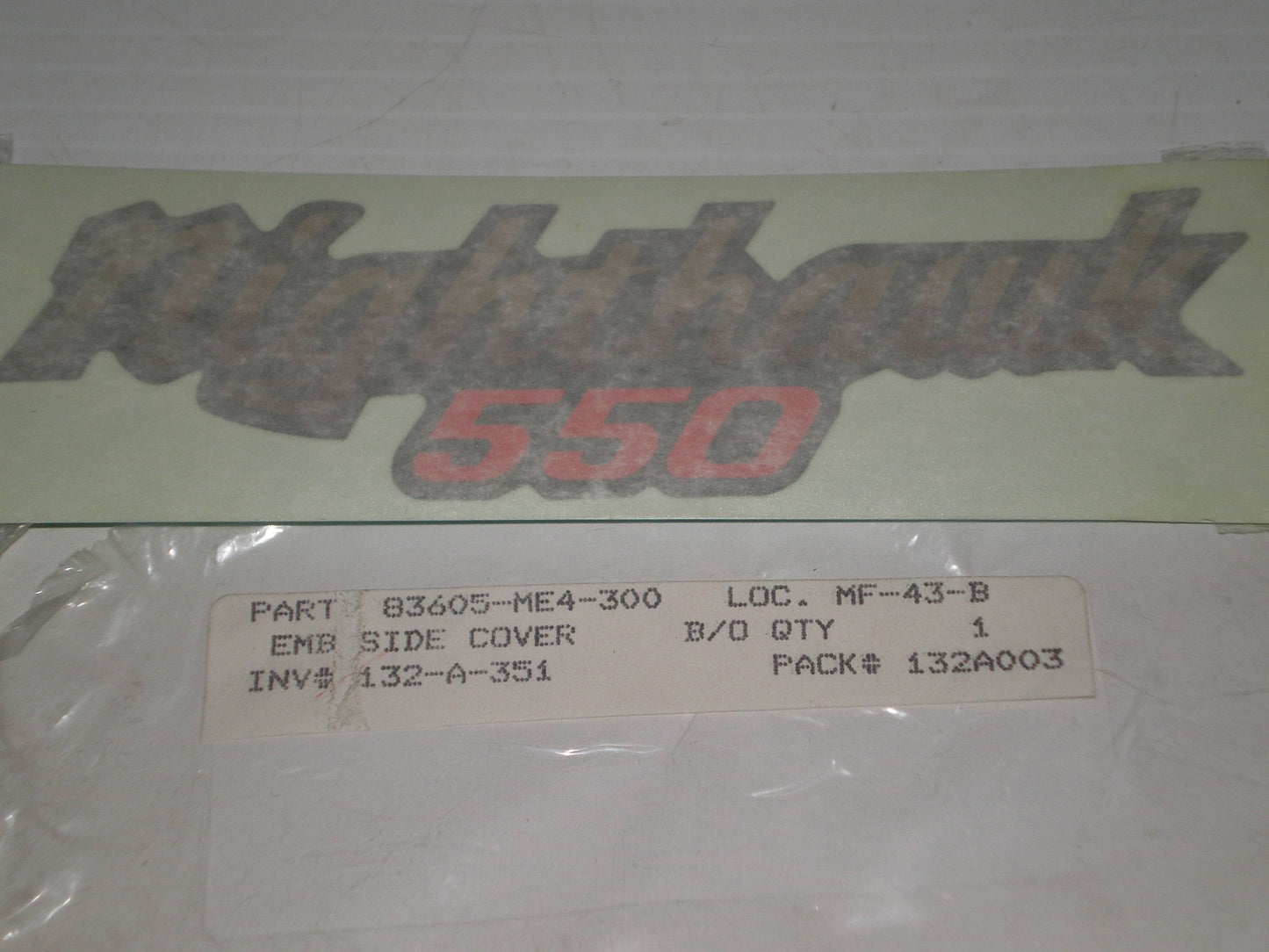 HONDA CBX550 Frame Side Cover Emblem 83605-ME4-300