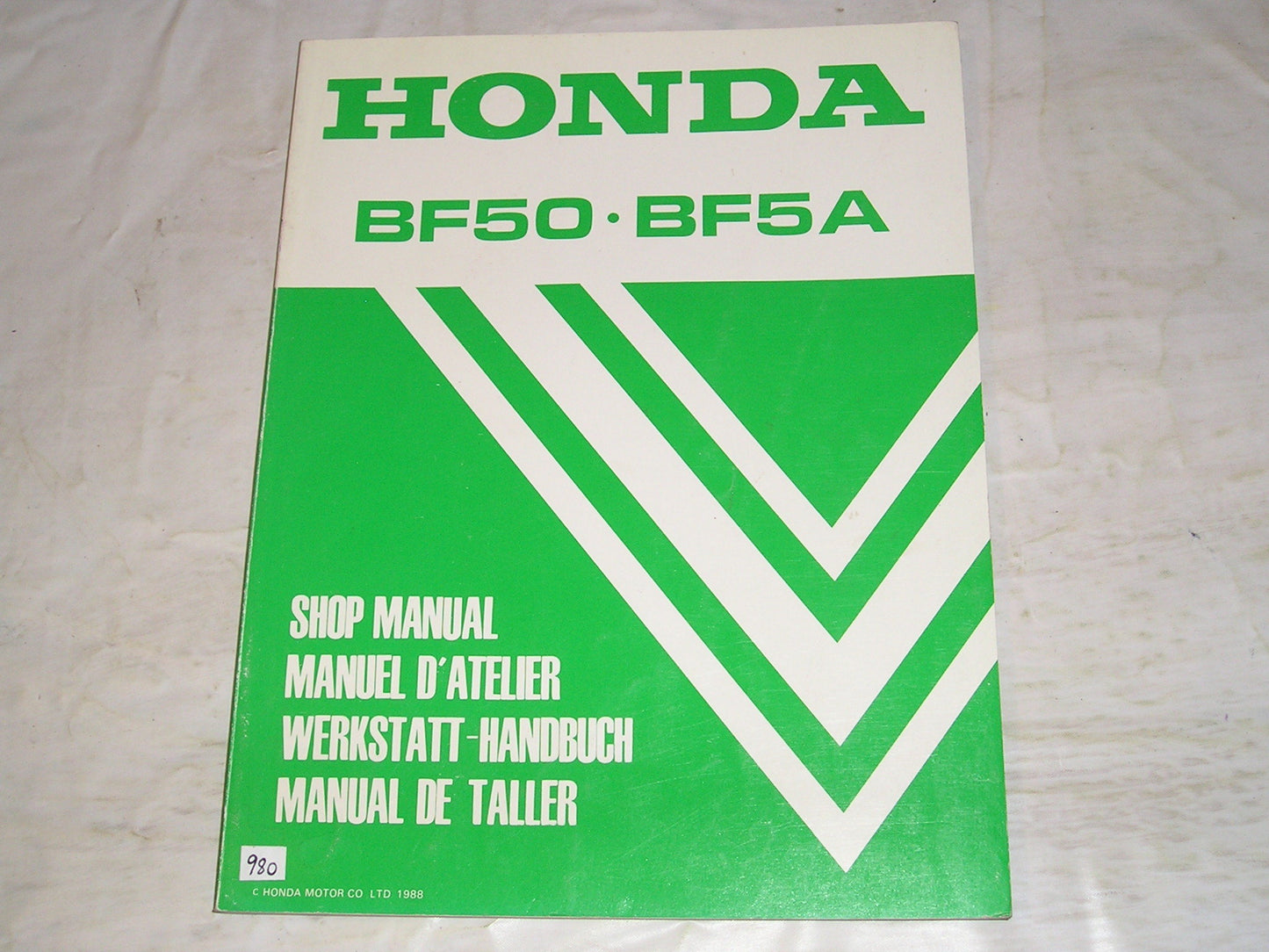 HONDA BF50 BF5A BF5 A 1988 Outboard Motor Service Manual 66ZV101 #980