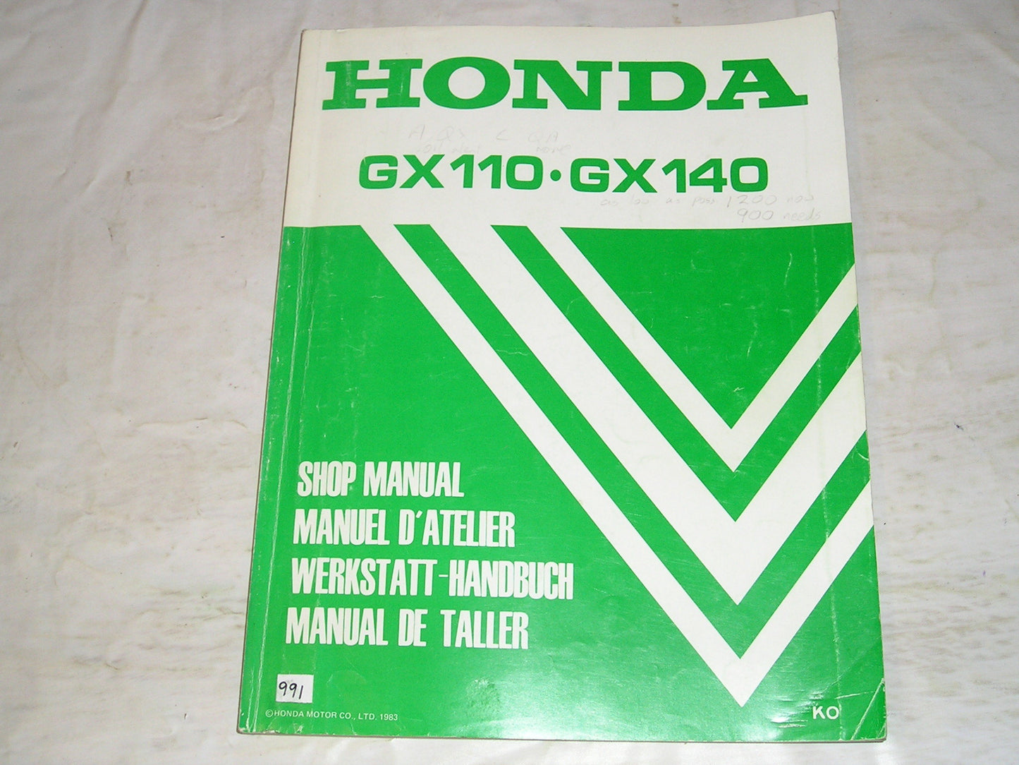 HONDA GX110 GX140 K0 1984 General Purpose Engines Service Manual 66ZE000 #991