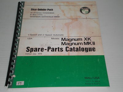 PUCH SEARS Magnum XK & MKII 1978 Parts Catalogue 937.1.71.880.4 #E49