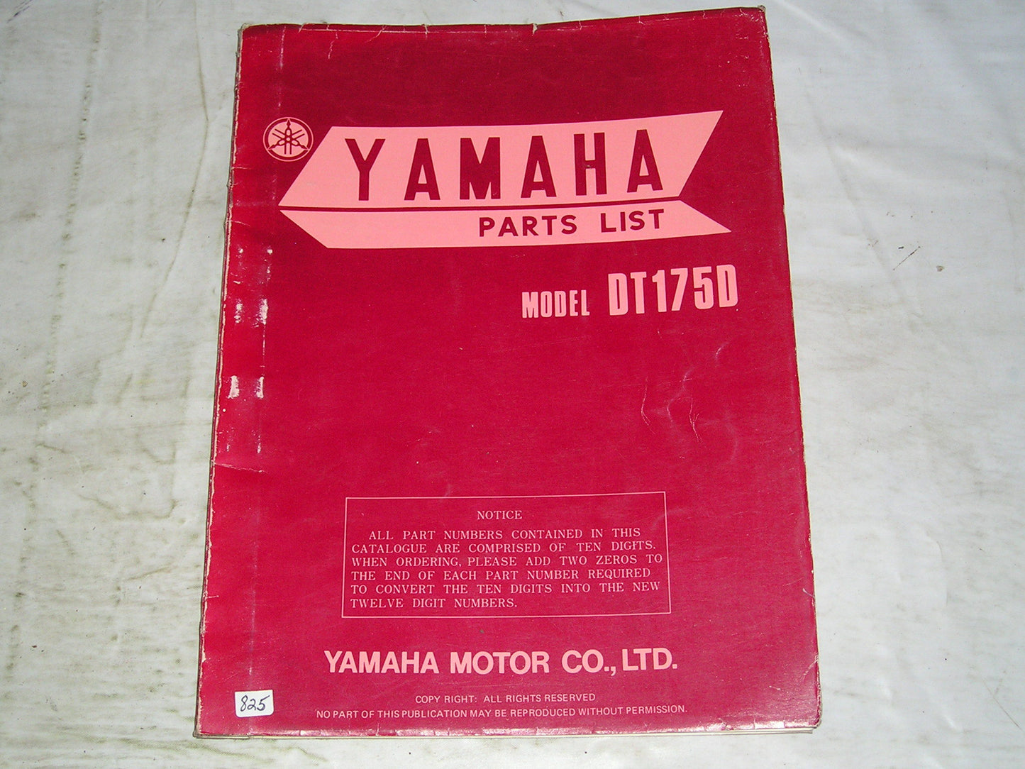 YAMAHA DT175 D 1977 Parts List / Catalogue 559-28198-61 LIT-10015-59-01 #825