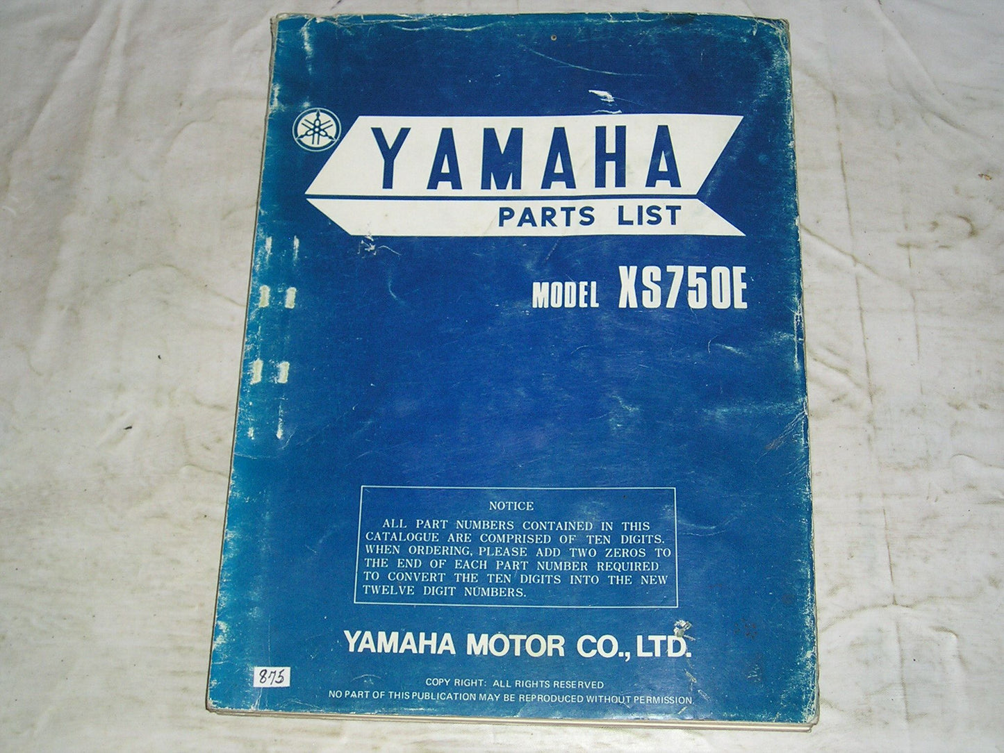 YAMAHA XS750 E 1978 Parts List / Catalogue 2F3-28198-60 LIT-10012-F3-00 #875