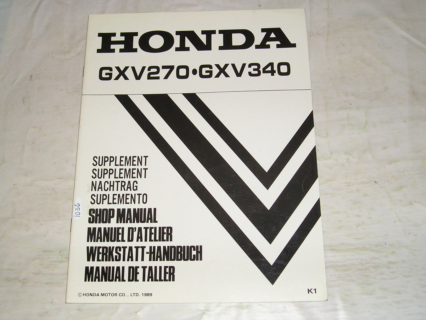 HONDA GXV270 GXV340 K1 1990 Engines Service Manual Supplement 66ZE802Z #1036