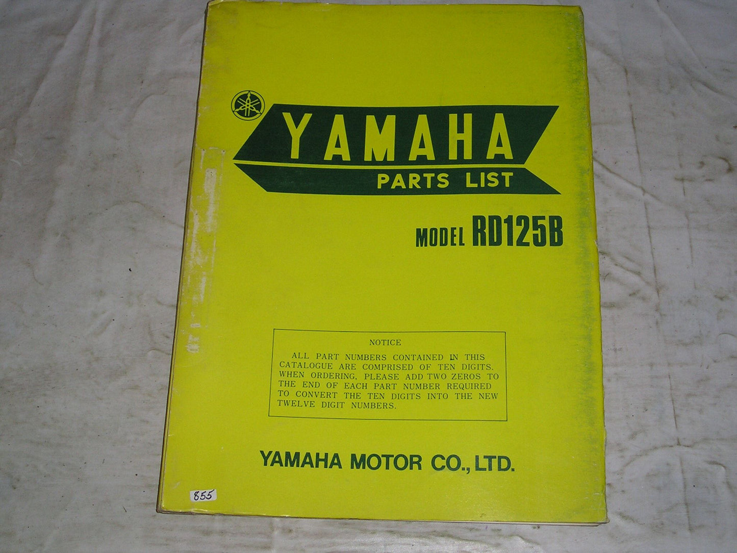 YAMAHA RD125 B 1975 Parts List / Catalogue 507-28198-60 LIT-10015-07-00 #855