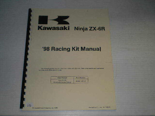 KAWASAKI ZX6 ZX6R ZX-6R 1998 Racing Kit Manual 99929-1265-01 #670